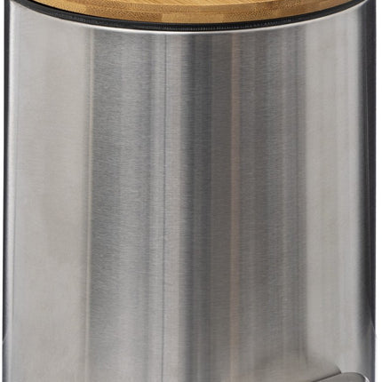 5Five Pedaalemmer - zilver/bamboe - metaal - 3L - 23 cm - soft close - voor badkamer en toilet