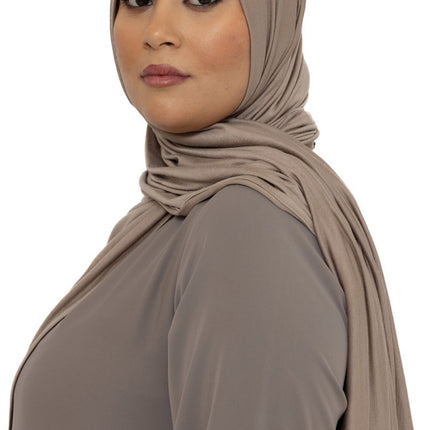 Katoen Stretch Hoofddoek - Hijab - Sjaal - Turban - Dames Hoofddoek - Islamitisch Hoofddeksel - 60x170 cm - Kleur Taupe