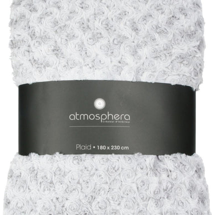 Atmosphera Sprei/deken/plaid - zilvergrijs - polyester - 230 x 180 cm - geknoopt motief