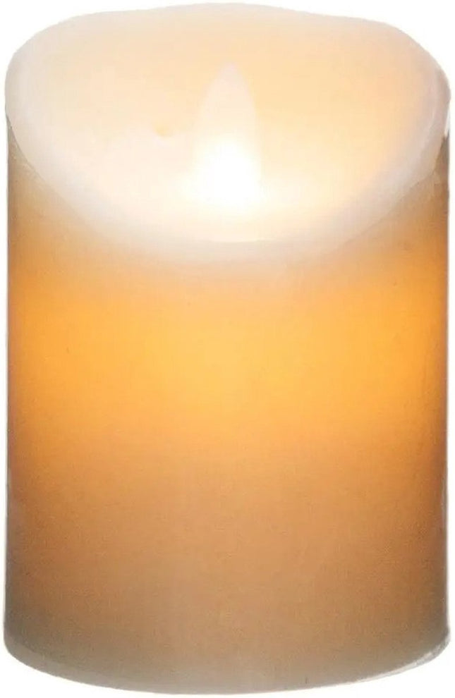 Atmosphera Led stompkaars - 1x stuks - Warm licht - Wit - 7,5 x 10 cm