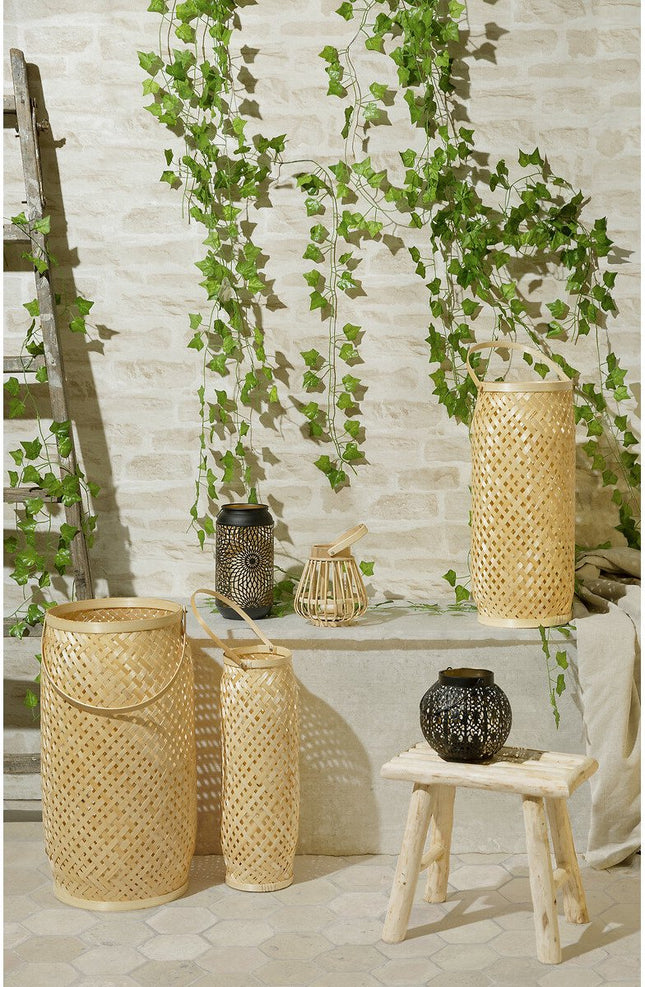 Atmosphera Voetenbankje van hout - naturel kleur - 23 x 34 x 31 cm - relax bankje - zit krukje - bijzet tafeltje