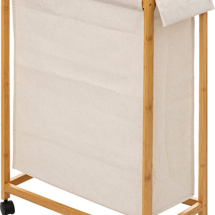 5Five Bamboe Wasmand op wieltjes 52L - 55x28x80cm - Beige
