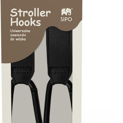 Sipo SCA-12 Universele Wagenhaakjes - Set van 2 Stuks - Eco Leren Ontwerp - Boodschappenhaak - Tot 5 kg Draagvermogen - Karabijnhaak - Tassendrager - Kinderwagen -