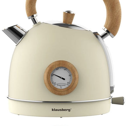 Klausberg 7906 - Retro Waterkoker - 1,8L - RVS - creme - met thermometer