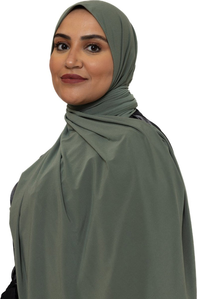 Jersey Hoofddoek - Hijab - Sjaal - Turban - Dames Hoofddoek - Islamitisch Hoofddeksel - 70x180 cm - Kleur Bleekgroen