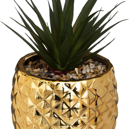 Atmosphera kunstplant ananas met gouden pot OF witte pot OF zwarte pot - H21 cm - Plant - Klein kamerplantje