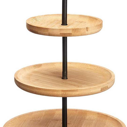Kinvara Design Serveerplank 3 laags - D25 cm - bamboe/metaal - kaasplankje - etagiere - tapas plateau - dienblad