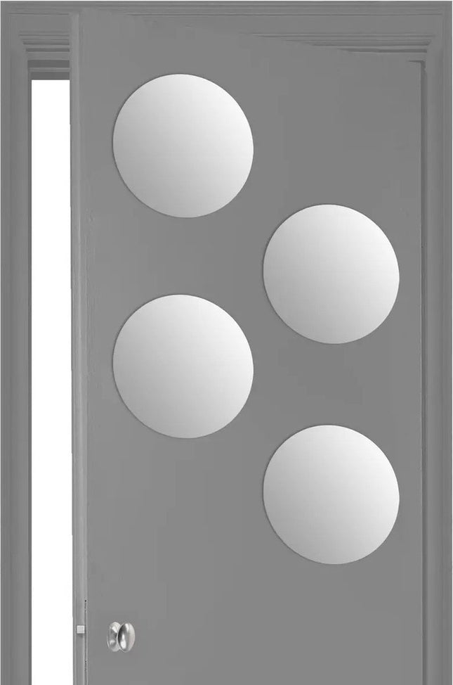 5Five Plak spiegels tegels - 4x stuks - glas - zelfklevend - 30 x 30 cm - rondjes - muur/deur/wand