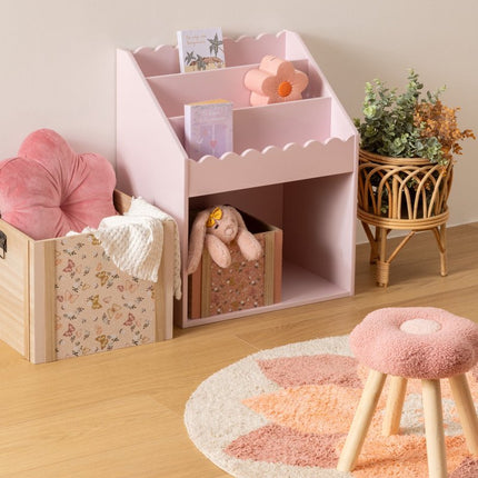 Atmosphera Kids Boekenkast verticale vakken met opbergvak - 48x32xH60cm - Lichtroze