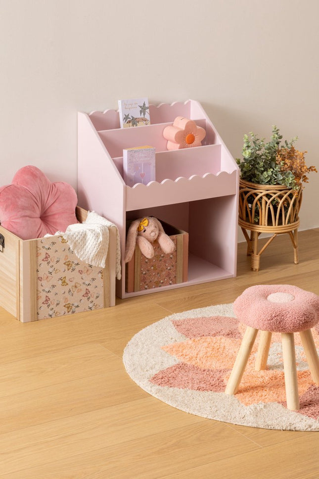 Atmosphera Kids Boekenkast verticale vakken met opbergvak - 48x32xH60cm - Lichtroze