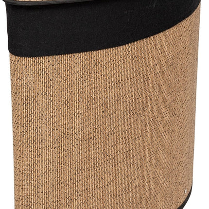 5Five Wasmand met deksel - bamboe hout - 60 Liter- naturel zwart - 41 x 30 x 50 cm