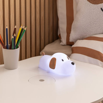 Atmosphera Kids Nachtlamp Hondje Scott - 16x9x7cm - Werkt op batterijen - Wit