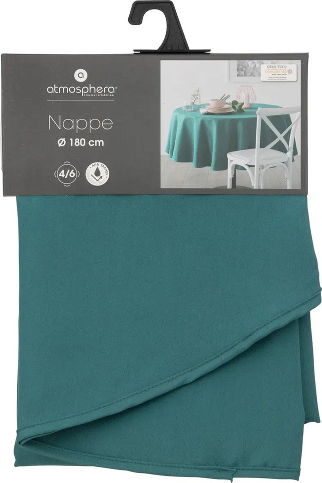 Atmosphera Tafelkleed rond - petrol blauw - Dia 180 cm - Eettafel tafellakens - polyester