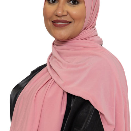 Jersey Hoofddoek - Hijab - Sjaal - Turban - Dames Hoofddoek - Islamitisch Hoofddeksel - 70x180 cm - Kleur Dusty Rose