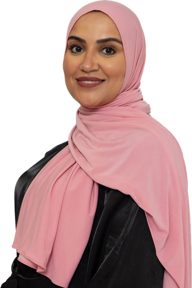 Jersey Hoofddoek - Hijab - Sjaal - Turban - Dames Hoofddoek - Islamitisch Hoofddeksel - 70x180 cm - Kleur Dusty Rose