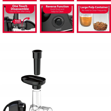 Klausberg Slow Juicer KB-7861 – 150W | Cold Press | Stille Juicer voor Groente, Fruit & Kruiden – BPA-vrij – Zwart - 700ml