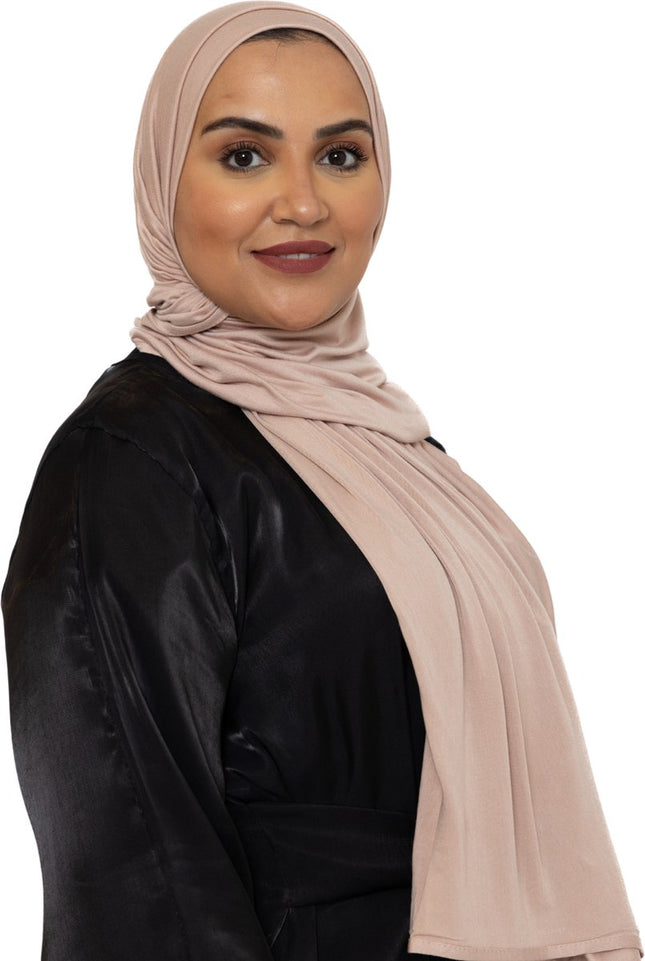 Katoen Stretch Hoofddoek - Hijab - Sjaal - Turban - Dames Hoofddoek - Islamitisch Hoofddeksel - 60x170 cm - Kleur Abrikoos