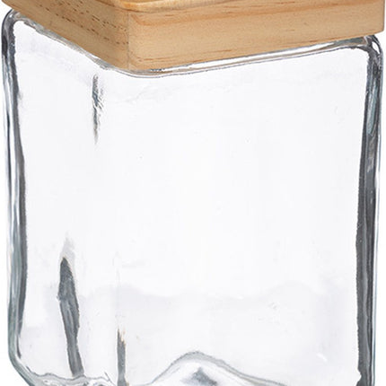 5Five voedsel/spullen voorraadpot - Glas met houten deksel - 2000 ml - Met luchtdichte sluiting