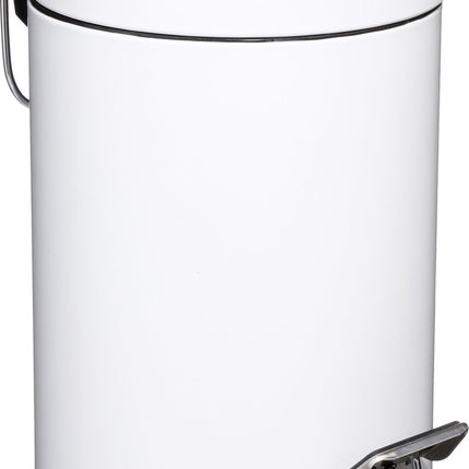 5Five Pedaalemmer - wit - metaal - 3L - 25 cm - voor badkamer en toilet - prullenbak