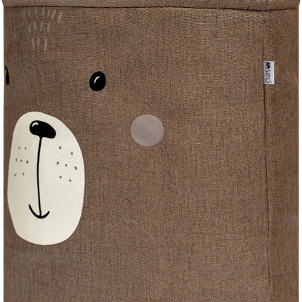 Bruine Beer Hoofd - Speelgoedopbergmand - XXL Waterdichte Opbergbox - Polyester Kist - 63 Liter - 40x40x50 cm - Speelgoedmand - Wasmand - Sipo