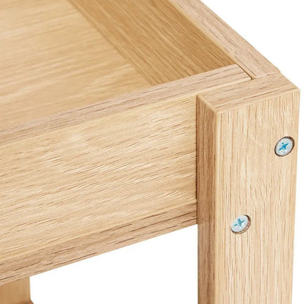 5Five Keuken/badkamer trolley 3 laags - L40 x B30 x H80 cm - naturel - PP hout - met wielen - opberg mandjes/bakjes