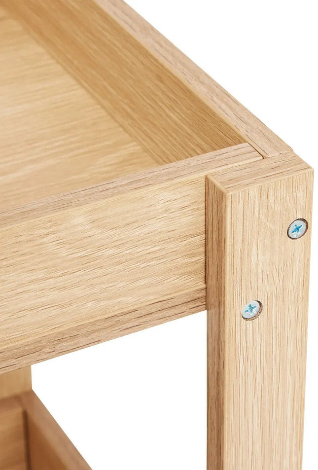 5Five Keuken/badkamer trolley 3 laags - L40 x B30 x H80 cm - naturel - PP hout - met wielen - opberg mandjes/bakjes