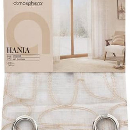 Atmosphera Hania Gordijn bedrukt 140x240cm - Kant en klaar met ringen - Beige