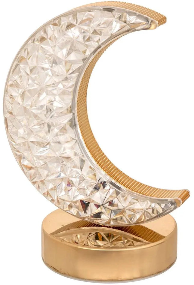 Maanvorm Nomadenlamp - Goudkleurige Draagbare Lamp op Batterijen - 14 x 10 x 19,3 cm