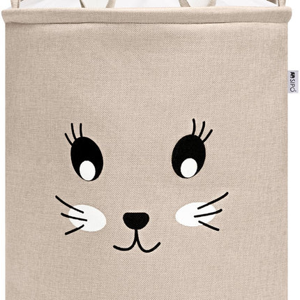 Konijnenhoofd Speelgoedopbergmand - XXL Waterdichte Opbergbox - Beige Knuffel Konijn - Polyester Kist - 63 Liter - 40x40x50 cm - Speelgoedmand - Kinderwasmand - Kledingmand - Sipo