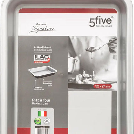 5Five Ovenschaal of bakvorm/diepe bakplaat Backery Pro - metaal - anti-aanbak laag - zwart - 36 x 27 cm