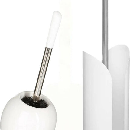 5Five - WC-borstel/toiletborstel met toiletrolhouder set in het wit