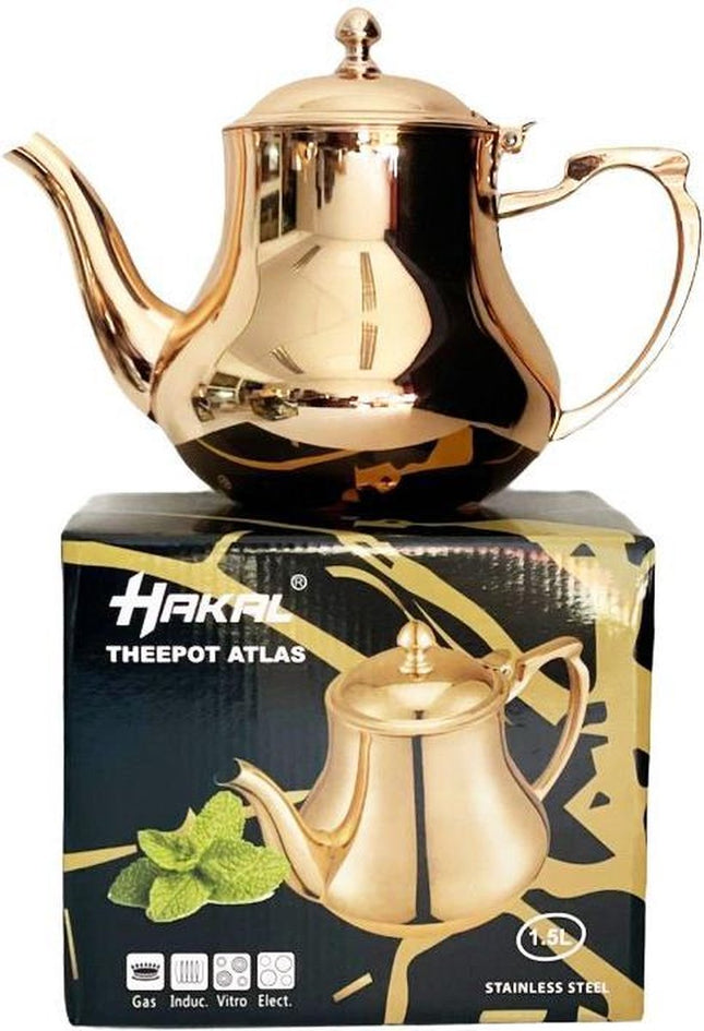 Marokkaanse theepot roestvrij staal - rose goud 1.8 liter