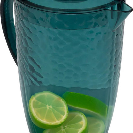 5Five Sapkan/schenkkan karaf met deksel - 2 liter/2000 ml - petrol blauw - kunststof - 20 x 24 cm