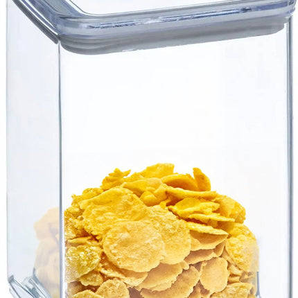 5Five Voorraadpot - 2x - keuken/voedsel - kunststof - 1000 ml - luchtdichte deksel - transparant - 10 x 10 x 14 cm