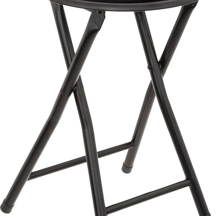 5Five Bijzet krukje/stoel - Opvouwbaar - zwart fluweel - 29 x 45 cm