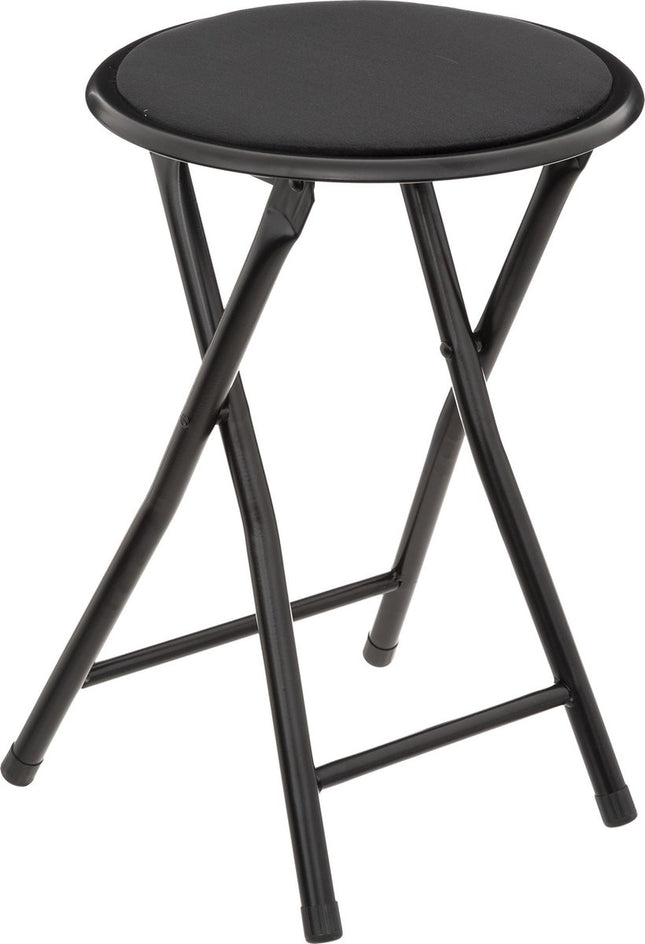 5Five Bijzet krukje/stoel - Opvouwbaar - zwart fluweel - 29 x 45 cm