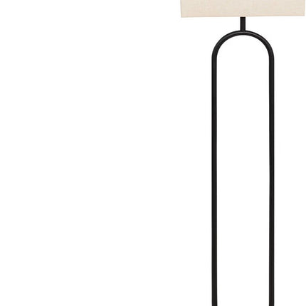 Atmosphera Vloerlamp met linnen kap - 38x28xH154cm - Zwart/Beige