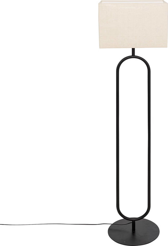 Atmosphera Vloerlamp met linnen kap - 38x28xH154cm - Zwart/Beige