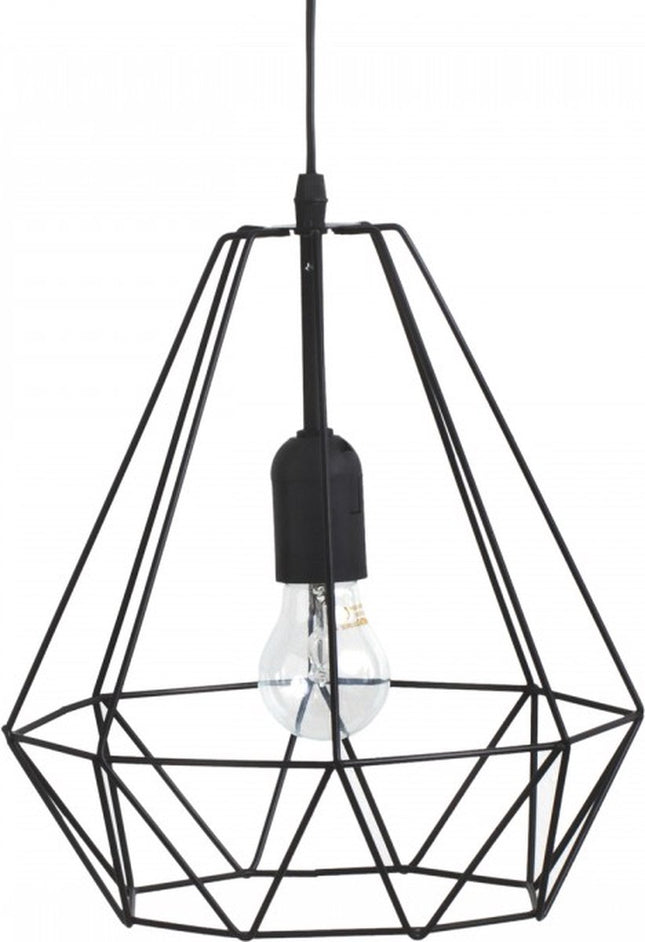 Zwarte metalen hanglamp met draad - D 25 cm