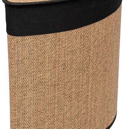 5Five Wasmand - bamboe hout - met deksel - naturel - 50 x 37 x 50 cm - 48 liter - opvouwbaar