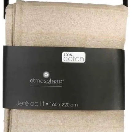 Beige linnen katoenen bedsprei 160 x 220 cm