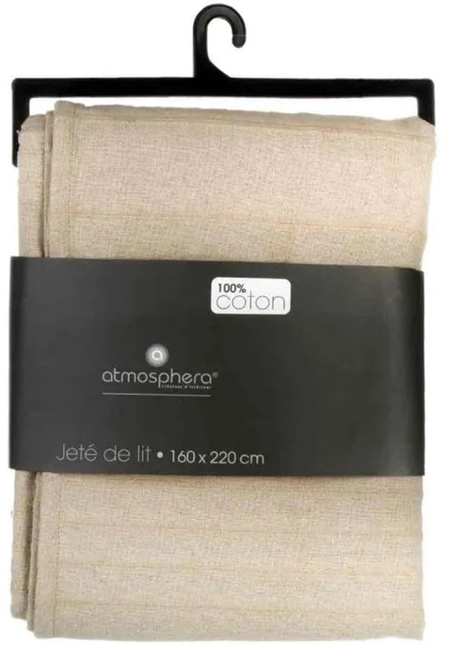 Beige linnen katoenen bedsprei 160 x 220 cm