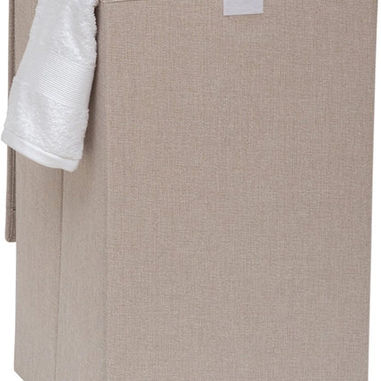 5Five Eureka sorteer wasmand - 74 liter - beige - 37 x 37 x 60 cm - MDF/Polyester stof - met afsluitklep