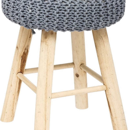 Atmosphera Ribcord krukje model Ibiza - donkergrijs - hout/stof - D31 x H43 cm - bijzet stoeltjes