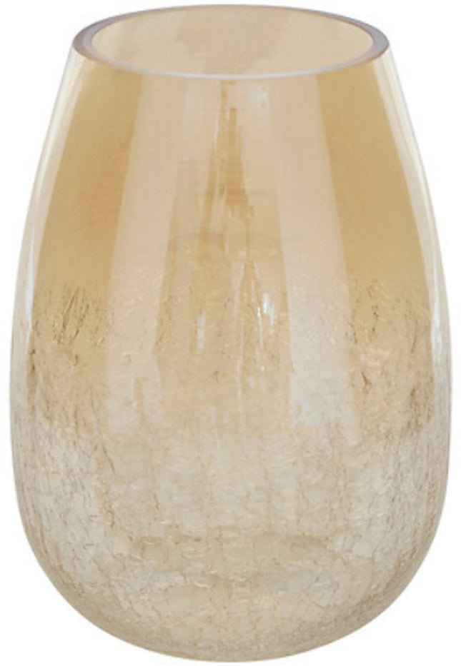 Alexis Transparante Vaas met Gouden Craquelé Effect - Glas - Hoogte 25 cm - Bloemenvaas - Siervaas - Decoratief Glas