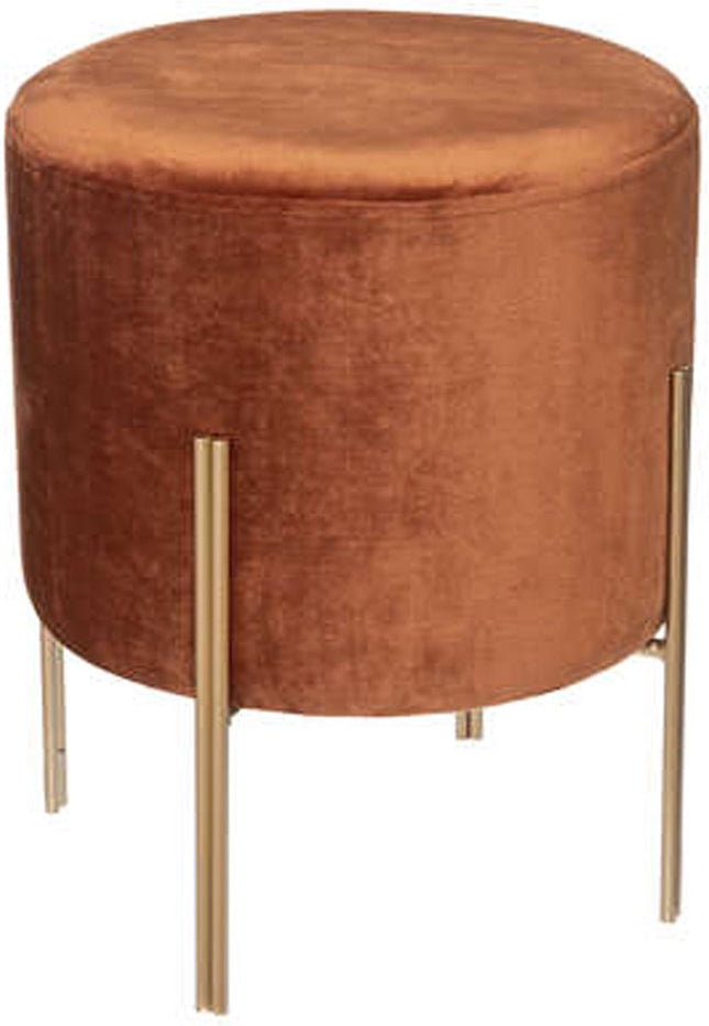 Velvet Poef Aras Ø 34 cm Oranje