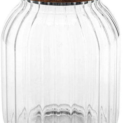 5Five voorraadpot Acacia hout - 2x - glas - 2L - 13 x 18 cm - keuken voorraadpotten - Voedsel/snoep/koekjes