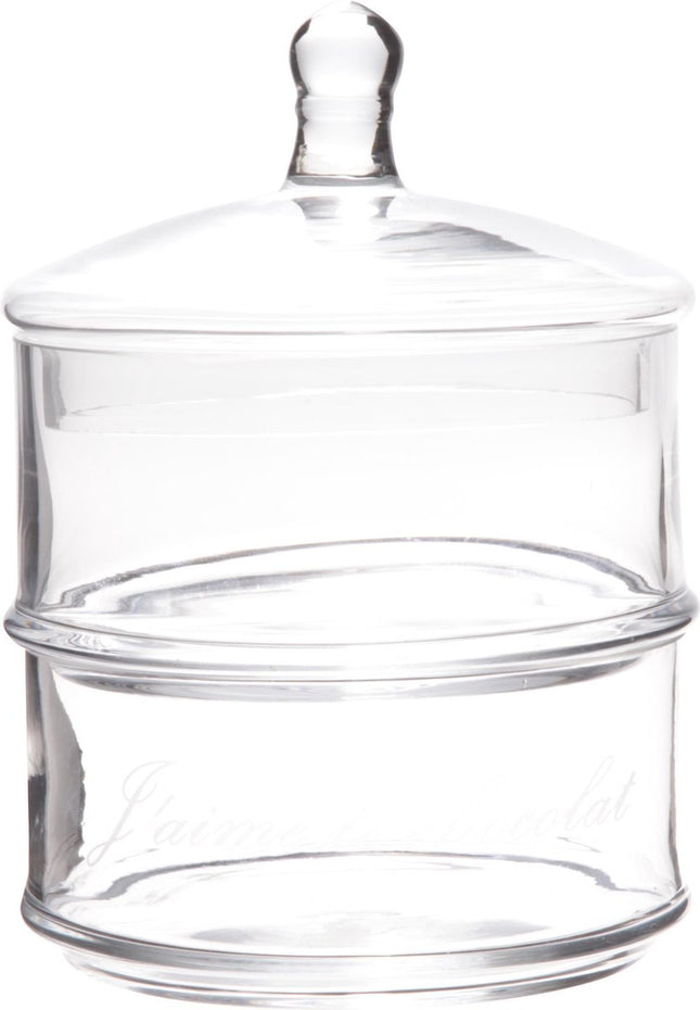 Cosy & Trendy Bonbonniere Met Tekst - Glas - Ø 12 cm x 18 cm - 2- Laags