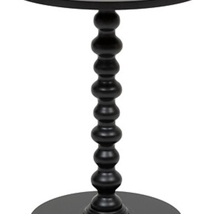 Atmosphera Bijzettafel/salontafel Alexa - zwart - MDF hout - rond - Planten verhoger - D38 x H50 cm