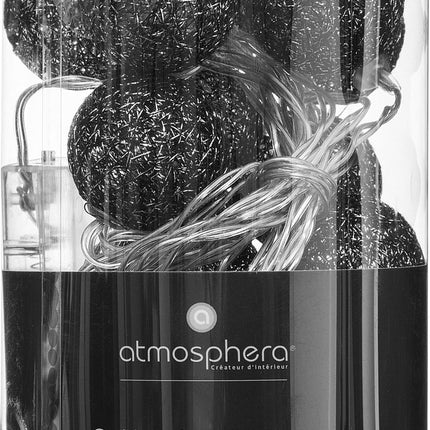 Atmosphera Lichtslinger - 16 verlichte balletjes/bollen 35 mm - zwart - 255 cm - batterijen